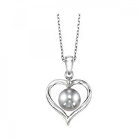 Heart w Pearl in Sterling Silver