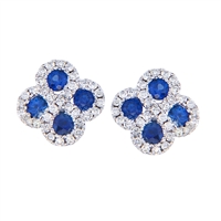 Sapphire and diamond 14K white gold earrings