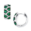 Emerald and diamond earrings in 14K white gold.  Diamond weight .33ct. total weight.