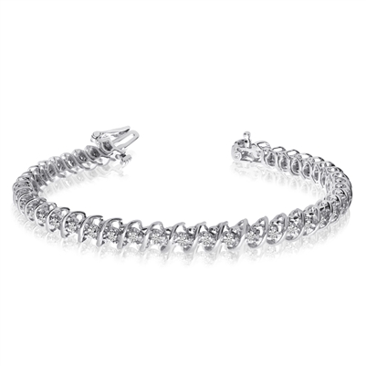 Diamond bracelet with 1ct total diamond weight in 14K white gold.