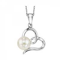 Heart w Pearl in Sterling Silver