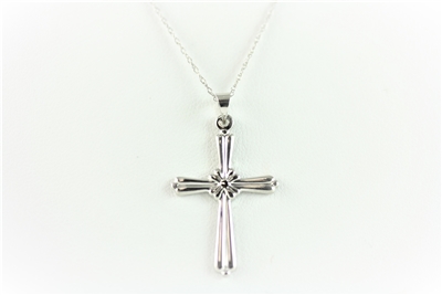 Center Knot White Gold Cross