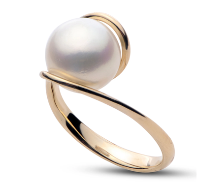 9-10MM Freshwater Pearl Ring 14K Yellow Gold