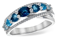 Blue Topaz and Diamond Ring 14K White Gold Ring