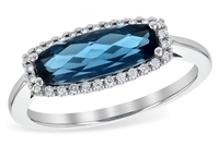 London Blue Topaz and Diamond Ring in 14K White