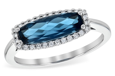 London Blue Topaz and Diamond Ring in 14K White
