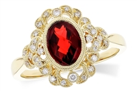 Garnet and Diamond Ring 14K Yellow Gold Ring