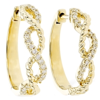 Diamond Earrings .18ctw. 14K Yellow Gold Hoops