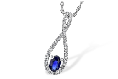 Sapphire and Diamond Pendant in 14K White Gold