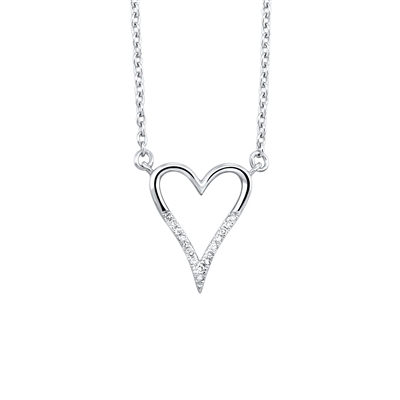 Diamond Heart Pendant in Silver