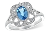 Blue Topaz and Diamond Ring 14K White Gold