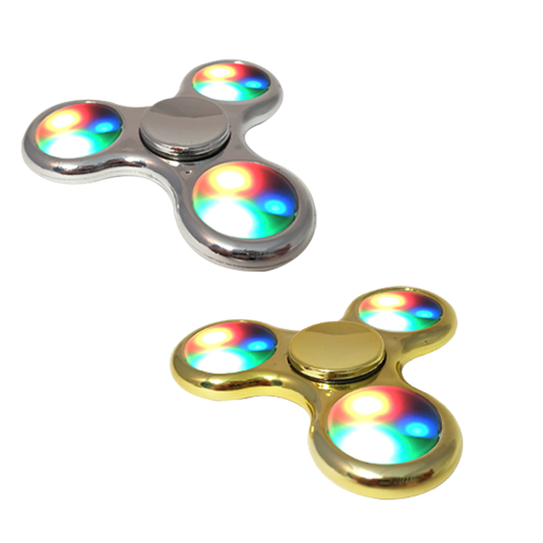 Spinz Metallic Chrome & Gold Flashing Fidget Spinner (12 pc display)