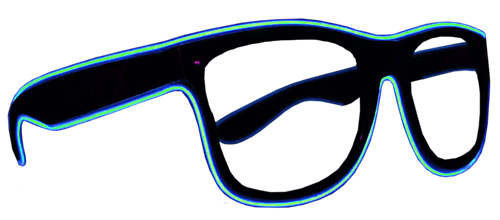 Black Frame EL Wire Glasses - Blue