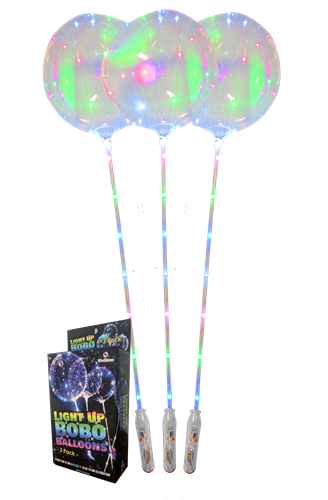 Light Up BoBo Balloon - Assorted (3 Pack Box)