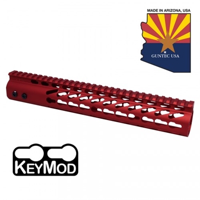 GUNTECH USA 12" ULTRA LITE SLIM KEYMOD "RED" RAIL