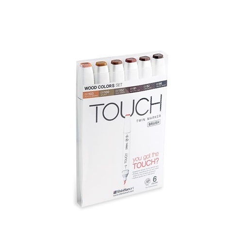 ShinHan TOUCH TWIN 6 BRUSH MARKER SET (Wood Colors)