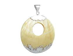 Large Round Shell Sterling Silver Necklace