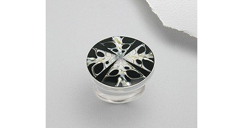Shell Inlay Sterling Silver Adjustable Ring (Sizes 6 - 9)