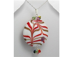 Glass Pendant Ornament Necklace with 16 Sterling Silver Snake Chain