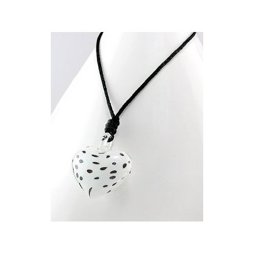 Clear Spotted Glass Heart Necklace