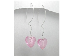 Pink Heart Sterling Silver Earrings