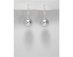 Simulated Grey / Silver Pearl Sterling Silver Earrings