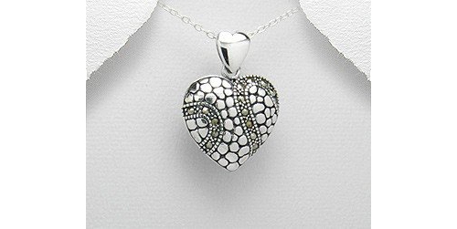 Marcasite Sterling Silver Heart Necklace