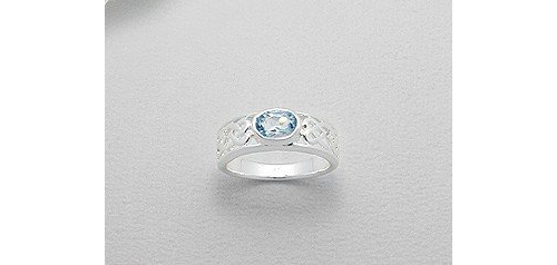 Celtic Powder Blue Cubic Zirconia Sterling Silver Ring (8)