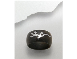 Gecko Stainless Steel Inlay Real Wood Ring (8.5)