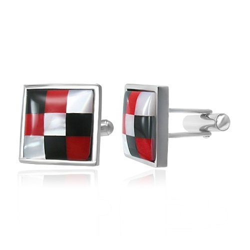 Stainless Steel Cufflinks 3 Tone Red