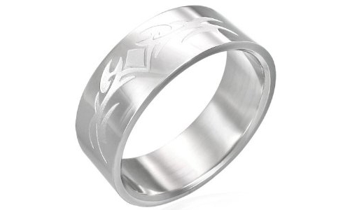 Tribal Design Stainless Steel Ring - 8