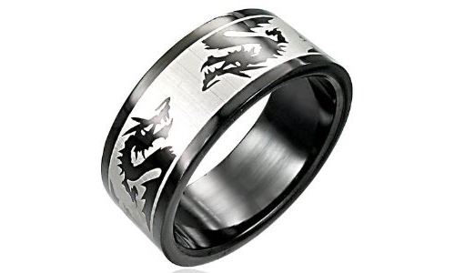 Dragon Black Stainless Steel Ring - 12