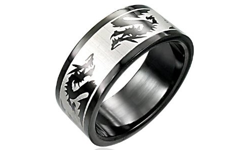 Dragon Black Stainless Steel Ring - 8