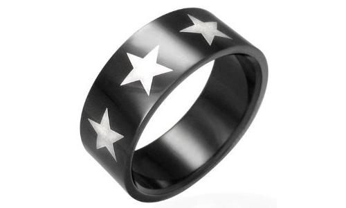 Stars Black Stainless Steel Ring-12