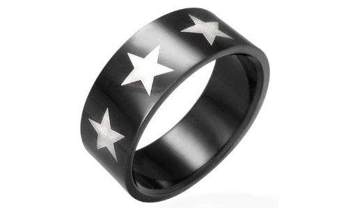 Stars Black Stainless Steel Ring-7.5