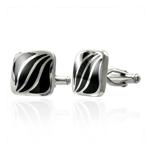Square Two Tone Leaves Stainless Steel Cufflinks