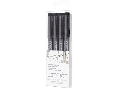 Copic Multiliner Black Inking Pens 4 Piece Fine Set [BLACK]