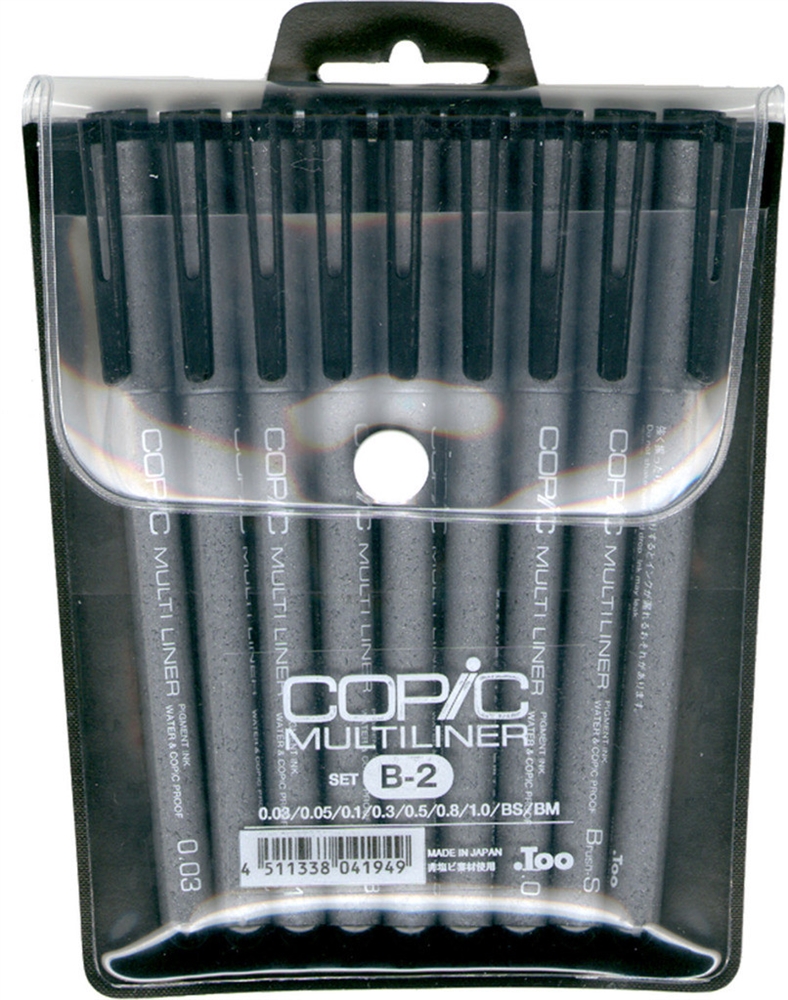 Copic Multiliner Inking Pens Set B-2 BLACK waterproof pigment ink drawing  pens