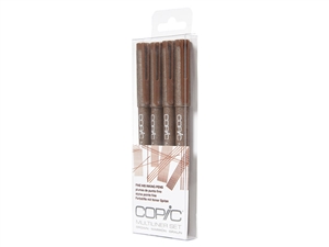 Copic Multiliner Inking Pens 4 Piece BROWN Set