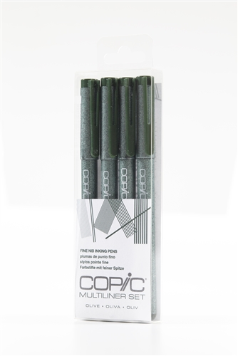 Copic Multiliner Inking Pens 4 Piece OLIVE Set