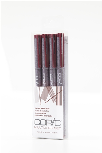 Copic Multiliner Inking Pens 4 Piece WINE Set