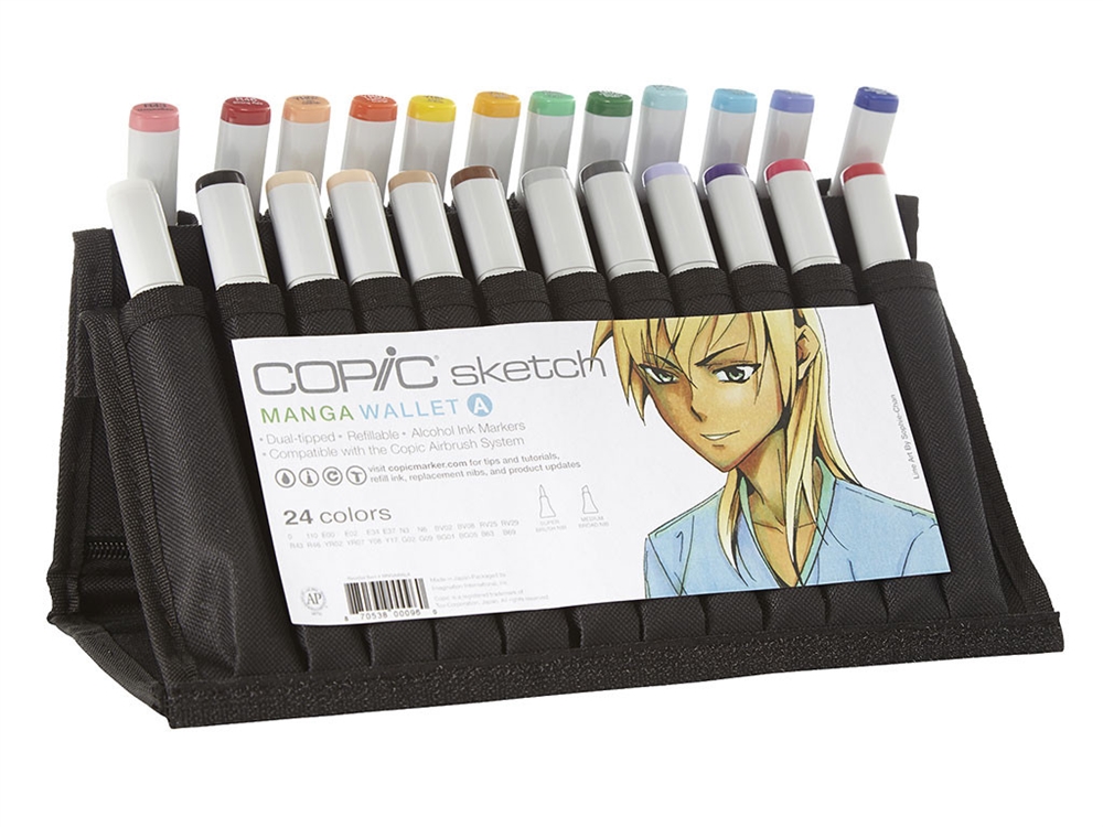 Copic Sketch Markers: 24 Color Manga Wallet Set A