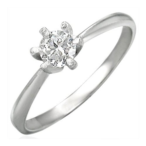 Cubic Zirconia Stainless Steel Engagement Ring - 6