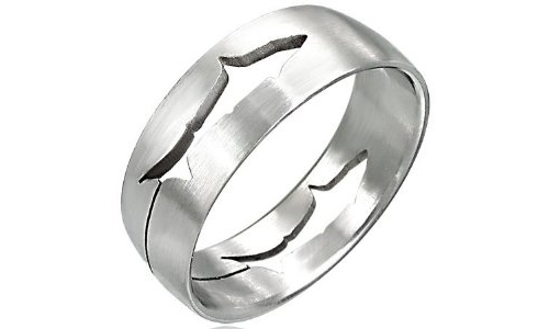 Fish Symbol Cut-Out Stainless Steel Ring-11