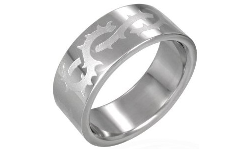 Tribal Vine Link Stainless Steel Ring-11