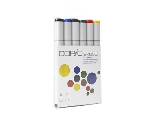 Copic Sketch Set of 6 Markers - Secondary Tones Secondary Tones Colors  Included: G02, G09, V04, V09, YR61, YR68 Copic's 6pc Sketch sets are the  perfect way to begin building a marker