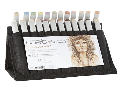 Copic Sketch Figure Skin Flesh Marker Wallet Set, Copic, Figure, Drawing, 24, Sketch, Marker, Set, Copic Sketch, Figure Wallet, Skin, Flesh, Tones, Colors, Marker Wallet Set, 24pc wallet, copic sketch marker set, Beginner copic set, Copic art supplies