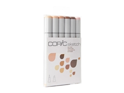 Copic Sketch Set of 6 Markers - Portrait Skin Tones 1 Skin Tones 1 Colors Included: E000, E00, E11, E15, E18, E93 Copic's 6pc Sketch sets are the perfect way to begin building a marker collection. Carefully chosen colors take the guess work out of picki
