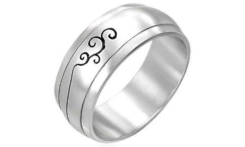Tribal Cut Out Stainless Steel Ring - 10