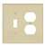 Eaton PJ18V Wallplate, 4.93 in L, 4.89 in W, 2-Gang, Polycarbonate, Ivory, High-Gloss